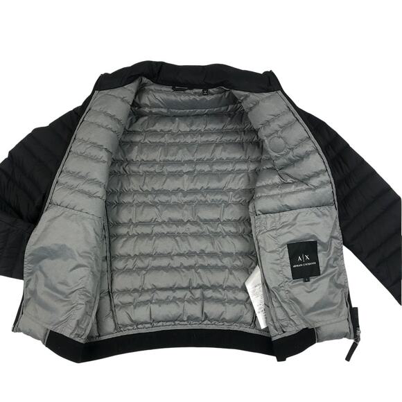 ARMANI EXCHANGE Down Puffer Bomber Jacket Men S Black Everyday Travel Stylish - Picture 9 of 15